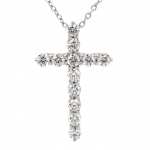14k White Gold 0.98 Ct. Tw. Round Brilliant Cut Diamond Cross Pendant