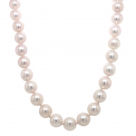 Ladies Japanese Akoya Necklace with 14k White Gold Filigree Lock