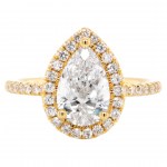 14k Yellow Gold 1.57ct. tw. Pear Shape Brilliant Cut Halo Pave Engagement Ring