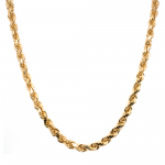 14k Yellow Gold Diamond Cut Rope 5mm, 22" Chain Necklace