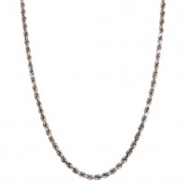 14k White Gold Diamond Cut Rope 3mm, 22" Chain Necklace
