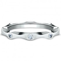 14k White Gold Band with 0.16 CTWT Round Cut Diamonds