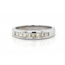 14k White Gold Princess Cut Diamond Wedding Band 