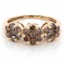 Ladies Round Diamond Cluster Ring in 10k Yellow Gold