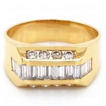 Men's 1.79 CTWT Baguette an Round Cut Diamond Wedding Ring
