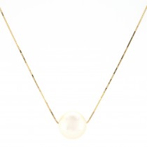 Ladies Akoya Pearl Necklace in 14k Yellow Gold