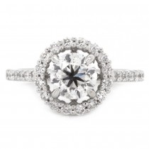 18k White Gold Ladies Halo Engagement Ring 0.45ct Round Cut Diamonds Pave (Center Stone Sold Separately)