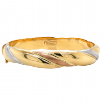 14k Tricolor Gold 10.60MM Bangle Bracelet