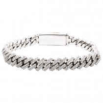 14k White Gold Diamond Miami Cuban Link Bracelet