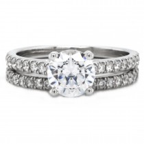 14k White Gold Round Brilliant Cut Diamond With 0.54cts Side Diamonds Bridal Set (Center Stone Sold Separately)
