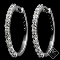 14k White Gold 0.62 Ct. Tw. Shared Prong Round Brilliant Cut Diamond Hoop Earrings