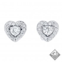 14k White Gold Heart-Shaped Design 0.26 Ct. Tw. Diamond Halo Stud Earrings