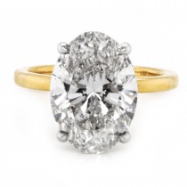 18k Two-Toned White and Yellow Gold 4.43 ct. tw. Oval Shape Lab Grown Solitaire Engagement Ring