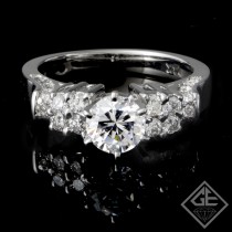 14k White Gold Round Brilliant Cut Diamond Engagement 0.45cts Prong Set Ring (Center Stone Sold Separately)