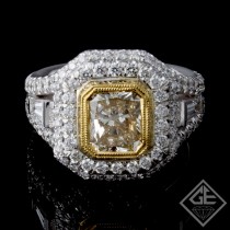 EGL Certified Radiant Cut Halo Diamond Engagement Ring 18k Gold