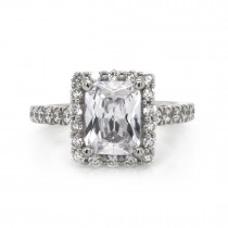 Platinum Round Brilliant Cut Diamond Engagement Ring with 0.72cts Side Diamonds Pavé (Center Stone Sold Separately)
