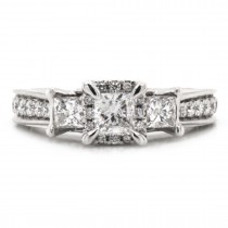 14k White Gold 0.66 Ct. Tw. Three-Stone Princess Cut Diamond Engagement Ring