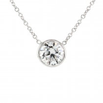 14k White Gold 1.28 ct. tw. Round Brilliant Cut Diamond Solitaire Necklace