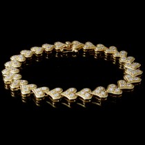 Custom 14K Yellow Gold Diamond Heart Bracelet 