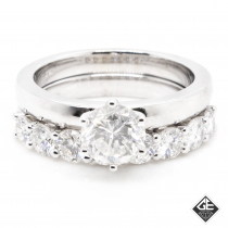 14k White Gold Bridal Set Feat. 1.22cts Round Brilliant Diamond Solitaire Engagement Ring