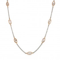 18k Two-Tone White and Rose Gold 6.80 Ct. Tw. Marquise Lab Grown Diamond By The Yard Necklace