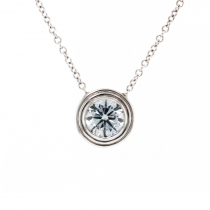 14k White Gold 0.55ct. Round Brilliant Cut Lab Grown Diamond Bezel Set Solitaire Necklace