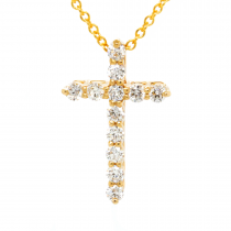 14k Yellow Gold 0.57 Ct. Tw. Round Brilliant Cut Diamond Cross Pendant