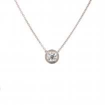 14k White Gold 0.75ct Diamond Solitaire Double Bezel Necklace