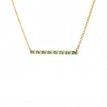 14k Yellow Gold Diamond and Emerald Bar Pendant
