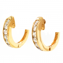 14k Yellow Gold 0.64 ct. tw. Diamond Channel Hoop Earrings