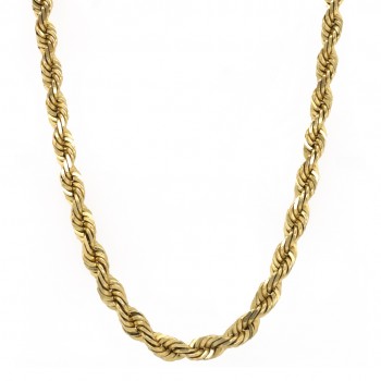 14k Yellow Gold Diamond Cut Rope 7.5mm, 24" Chain Necklace