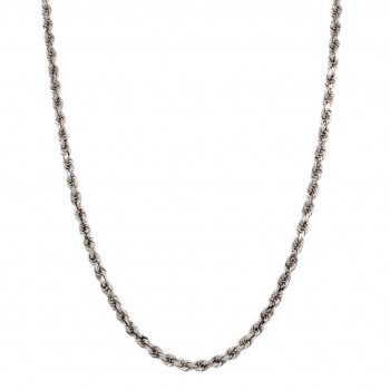 14k White Gold Diamond Cut Rope 3mm, 22" Chain Necklace