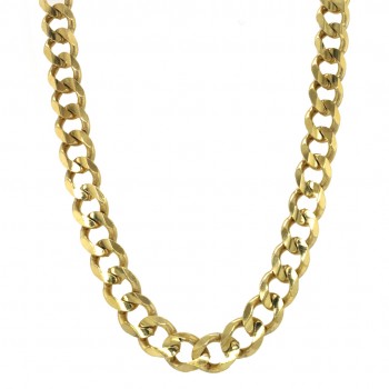 14k Yellow Gold Curb Link 9mm, 26" Chain Necklace
