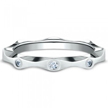 14k White Gold Band with 0.16 CTWT Round Cut Diamonds