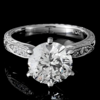 Custom Round Diamond Engagement Ring in Platinum 