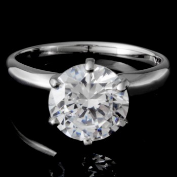 14k White Gold Round Brilliant Cut Diamond Solitaire Engagement Ring on 6-Prong Setting (Center Stone Sold Separately)