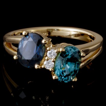 Ladies Custom Gemstone Mother Ring in 14k Yellow Gold
