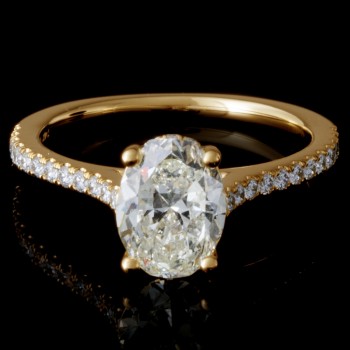 Ladies Custom Halo Pave Oval Diamond Engagement Ring