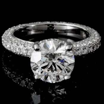 Ladies Custom 3-sided Pave Engagement Ring 