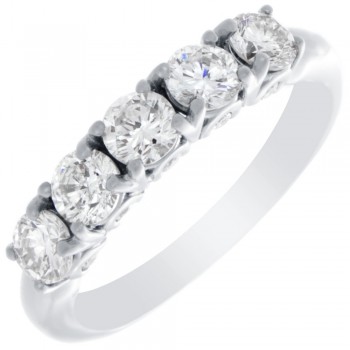1.18 carat Round Brilliant Cut Diamond Wedding Band in 14k White Gold