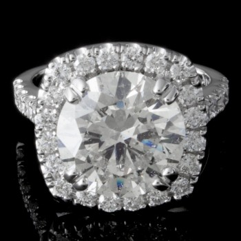 4.91 CTWT Round Cut Diamond Custom Halo Engagement Ring