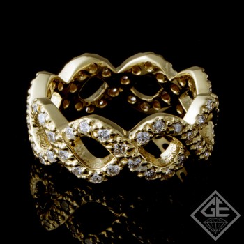 14k Yellow Gold Ladies Diamond Wedding Band with 0.87 carat of Round Brilliant Cut Diamonds