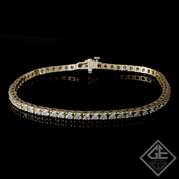 3.15 Ct total Round Brilliant Cut Ladies Diamond Tennis Bracelet in 14k Yellow Gold