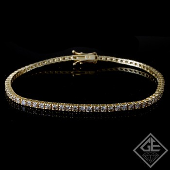 2.96 Ct total Round Brilliant Cut Ladies Diamond Tennis Bracelet in 18k Yellow Gold