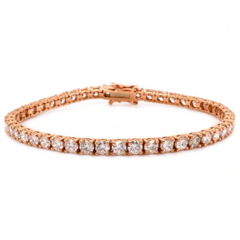 14k Rose Gold 7.26 Ct. Tw. Round Brilliant Cut Lab Grown Diamond Tennis Bracelet