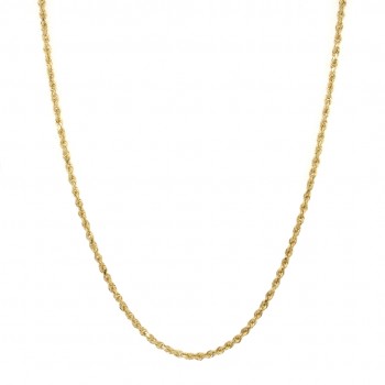 14k Yellow Gold Diamond Cut Rope Chain 2mm, 20" Necklace