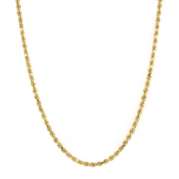 14k Yellow Gold Diamond Cut Rope Chain 3mm, 20" Necklace