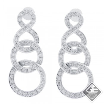 14k White Gold 0.82 Ct. Tw. Round Brilliant Cut Diamonds Dangling Earrings