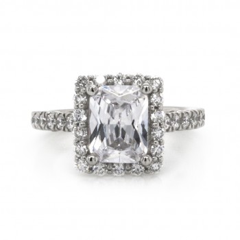 Platinum Round Brilliant Cut Diamond Engagement Ring with 0.72cts Side Diamonds Pavé (Center Stone Sold Separately)