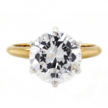 14k Two-Toned White and Yellow Gold Round Brilliant Cut Diamond Solitaire Engagement Ring (Center Stone Sold Separately)